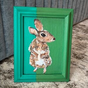 Curious Rabbit Original Acrylic Painting on Frame